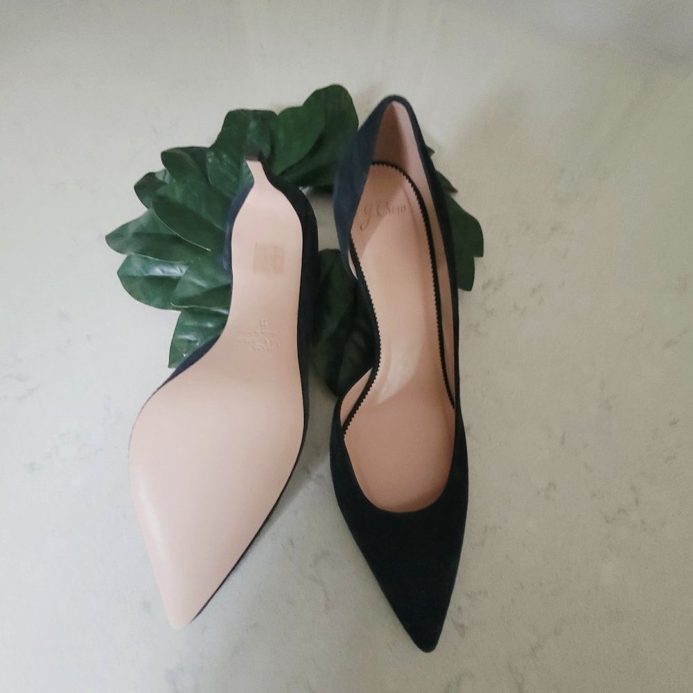NWOB J.Crew Navy D'Orsay Suede Fall Winter 2.5" Heels 11